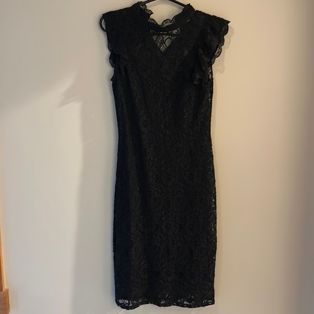 Black lace midi dress